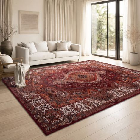 Paco Home Tappeto Soggiorno Orientale Vintage Lavabile Pelo Corto Antiscivolo Rosso Bianco Colorato Arancia 120x160 cm (1/5)