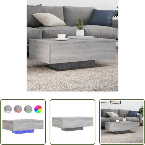 LED-Leuchten Couchtisch - Couchtisch mit LED-Leuchten Grau Sonoma 85x55x31 cm (1/5)