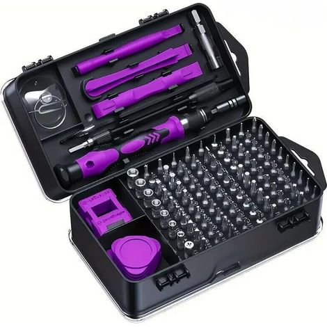 135-in-1 Schraubendreher-Set. Präzisions-Magnetschraubendreher. Torx-Bits. Isolierte Multifunktionswerkzeuge. Handwerkzeug-Set für Handy-Reparaturen (Lila) – Crezuo