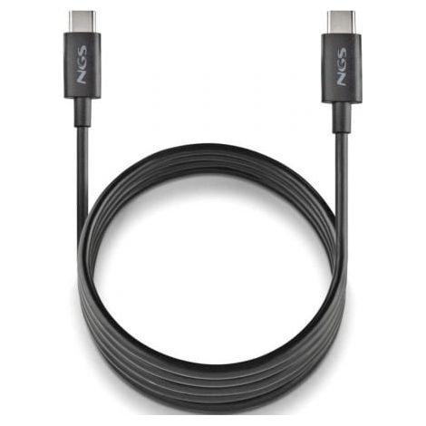 Cable USB 2.0 Tipo-C NGS ZYRO 60W-1/ USB Tipo-C Macho - USB Tipo-C Macho/ Hasta 60W/ 480Mbps/ 1m/ Negro