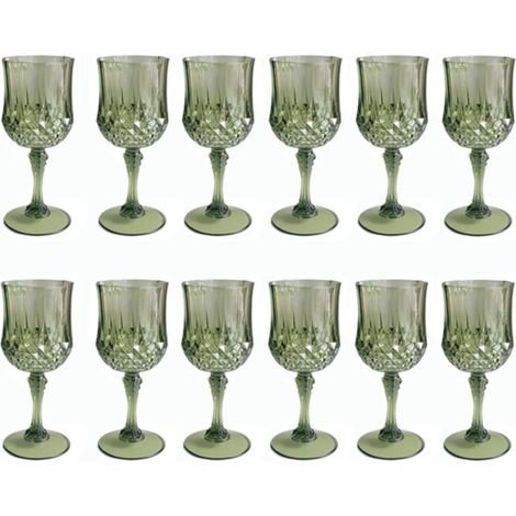 LEYEQU - Gobelets à vin en plastique rose, gobelets de fête en plastique, verres pour réception de mariage, fournitures pour grands événements (12, vert) (1/5)