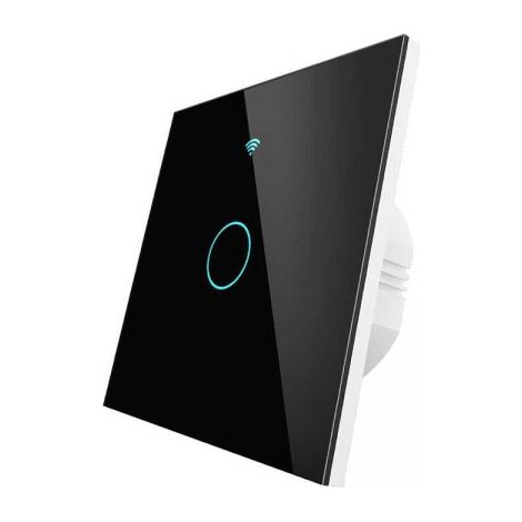 Interruttore Da Parete Touch 1 Tasto, WIFI 2.4G+BLE+RF 433MHz , Bluetooth BLE Mesh TUYA, Smart Life, 10A, AC 90-250V, 50/60HZ, 86X86X30mm Per Scatola 502, IP20, Nero, SH9441B