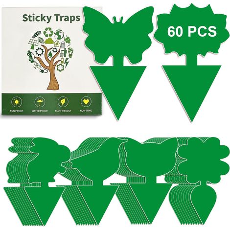 Anti Moucherons Interieur - 60 Pcs Vert Attrape Mouche Etanche, Anti Moucherons Plantes Terreau, Nematodes Mouches Terreau, Insecticide Moucheron Piege Fleur Fruits Ecologique Produit (1/5)