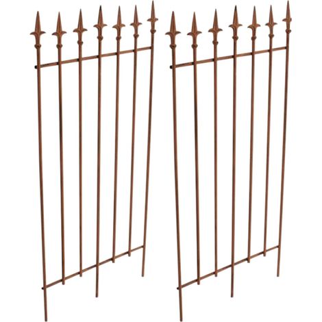 Lot de 2 treillis support pour plantes grimpantes décoration de jardin en métal marron vieilli 100003831 (1/5)