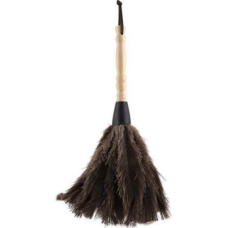13.4inch plumeau en Plumes d'autruche avec Manche en Bois, Outils de Nettoyage lavables pour Livres, Clavier, Bureau, Maison (1/3)