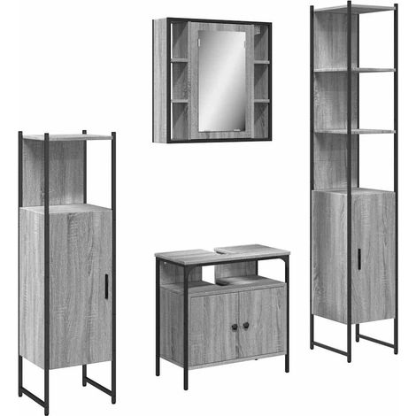 Ensemble d'armoires de salle de bain 4 pcs - Colonne Miroir Meuble sous-vasque sonoma gris fr1532 - Maison La Vie