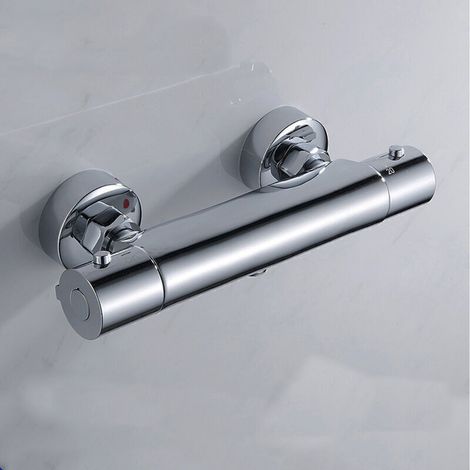Mitigeur Thermostatique Mitigeur Thermo Statique Douche Robinet de Douche Mitigeur Thermostatique,Avec Serrure de SéCurité 38 ℃ Thermostatique Douche en Laiton,Chrome (1/3)