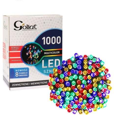 Luci natalizie programmabili a 1000 LED multicolore con timer e cavo lungo, ideali per uso esterno. (1/5)