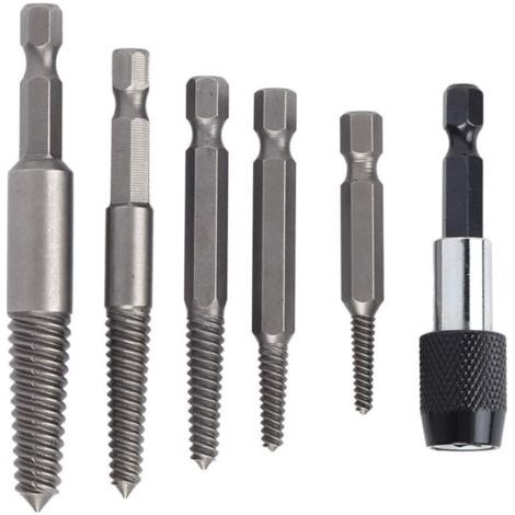 Ensemble extracteur de vis sans tête, extracteur de goujons, outil de perçage pour l'extraction de goujons, extracteur de filetage avec mandrin à changement rapide-AquaForge (1/4)