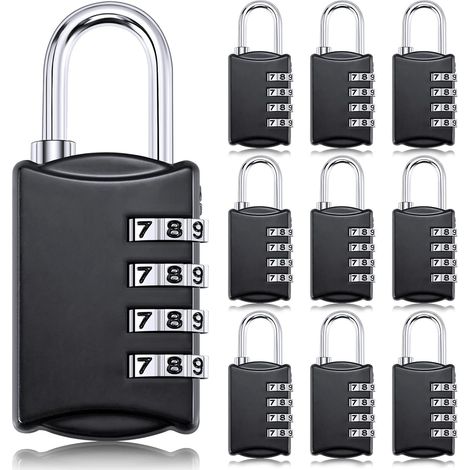 (10 pièces) Cadenas à combinaison à 4 chiffres, petits cadenas à combinaison, cadenas pour bagages, cadenas numériques, cadenas étanches pour usage extérieur, boîte à outils