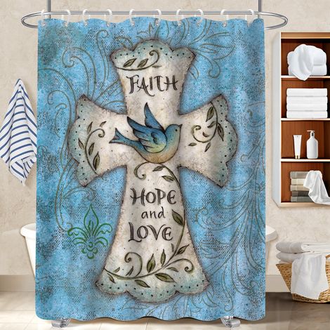 Rideau de douche tissu polyester 180x180 original polyester pour salle de bain pour nouvelle déco pour la rentrée (1/5)
