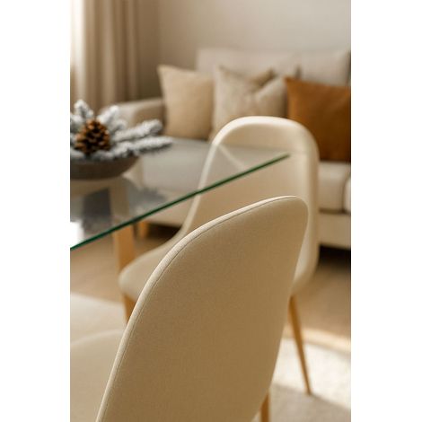 Sillas Comedor - Silla Teok Tela - Beige (1/5)