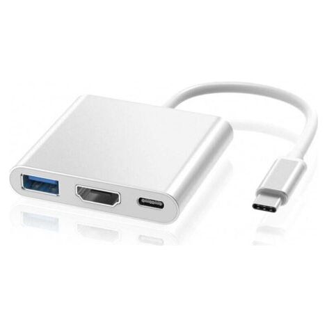 Adaptateur USB C vers HDMI 4K, Adaptateur Type C Hub vers HDMI Convertisseur avec Port USB 3.0 et Port de Charge C USB Compatible (1/4)