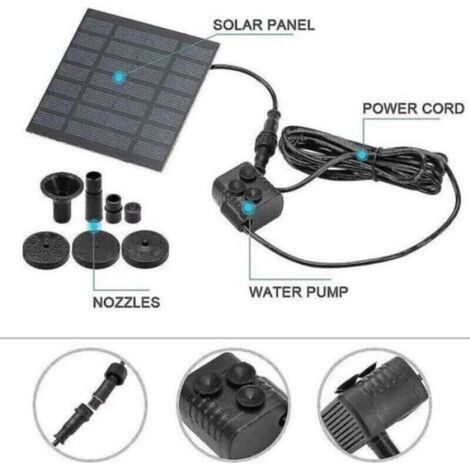 Pompe Solaire - 1.2 W - Levée 120 Cm - Débit 200 L/H - Pour Bassin Jardin Fontaine Décoration Aquatique - 1 Pièce (1/4)