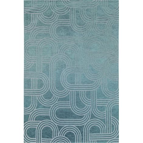 Tapis intérieur extérieur bleu motif disco antidérapant - 80 x 150 cm (1/5)