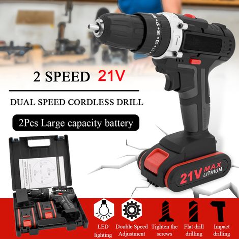 Perceuse Visseuse Sans Fil 21V, Visseuse Devisseuse avec 2batteries & Chargeur, 28N.m Perceuse Percussion, 1450rmp,2Vitesses, LED, Perceuse Visseuse pour la Bricolage (1/5)