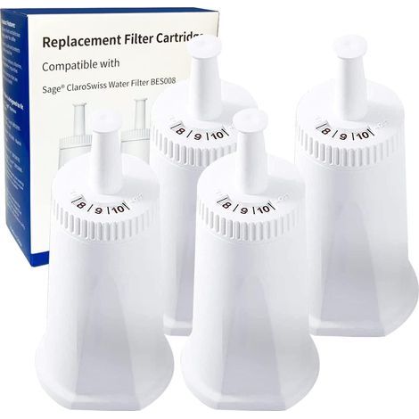 Replacement Water Filter for Breville Sage Oracle Touch Barista Claro Swiss BES008 Bes920 BES878 BES880 BES980 BES980 BES990 Espresso Coffee Machine 4 Pack Part (1/4)