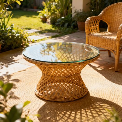 Plateau rond en verre trempé Ø51 cm,épaisseur 0,6 cm. Durable et pratique,prêt à l’emploi pour cuisine et salon.