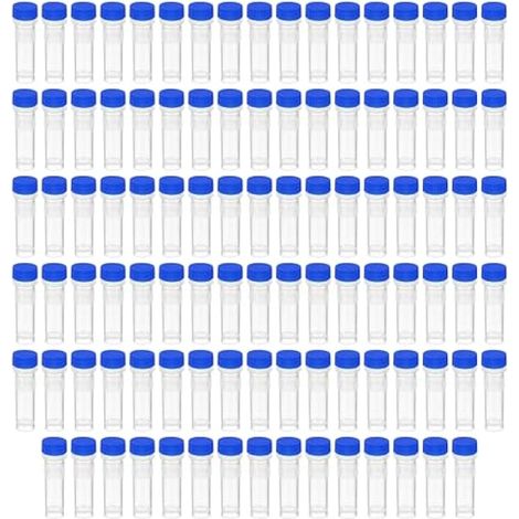 Lot de 100 Blue Tubes à Essai en Plastique 1,5ml avec Bouchon à Vis pour Laboratoire, Cryotubes En Plastique Tubes Cryogéniques Gradués Tube à Échantillons (1/4)