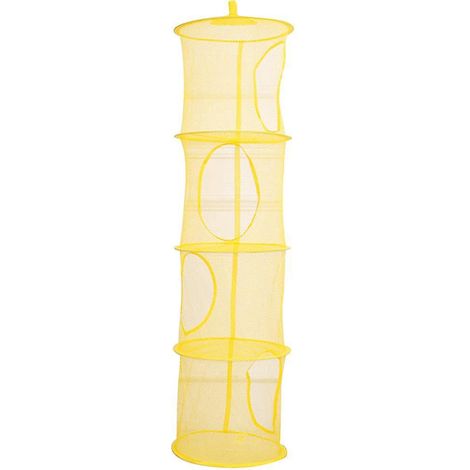 Étagère de rangement pliable à 4 niveaux en maille pour jouets d'enfants, panier suspendu, organisateur d'objets divers, jaune (1/5)