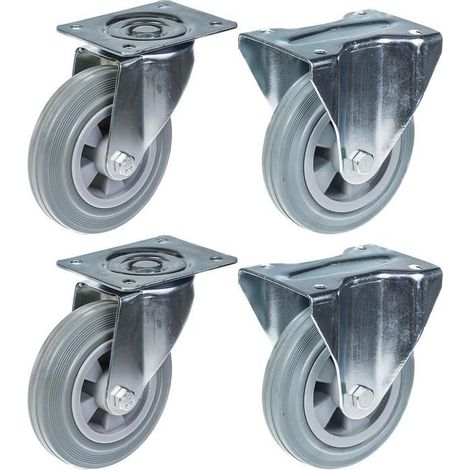 Rollen - 160mm - Set von 4 - Tragfähigkeit 540kg - Graugummi