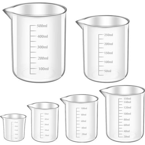 BelleRise - Un ensemble de 6 tasses à mesurer d'une capacité de 30 ml, 50 ml, 100 ml, 150 ml, 250 ml et 500 ml. (1/5)