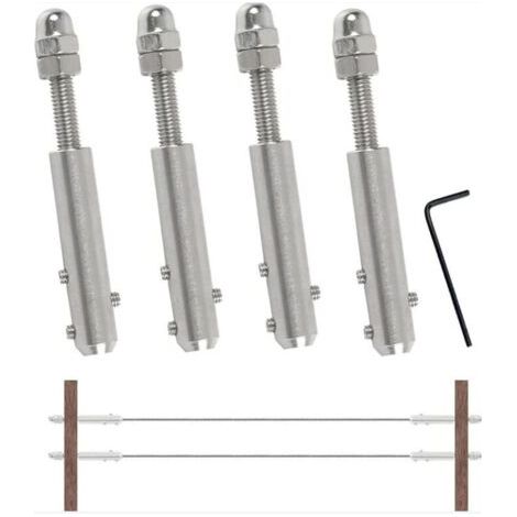 Tendeur Câble Inox [4 Pièces] 4mm - Terminal à Vis pour Câble Métallique, Installation Facile (1/4)