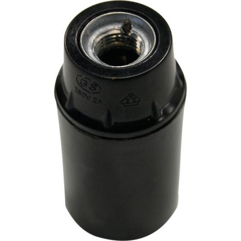 Portalámparas E14 liso negro de baquelita