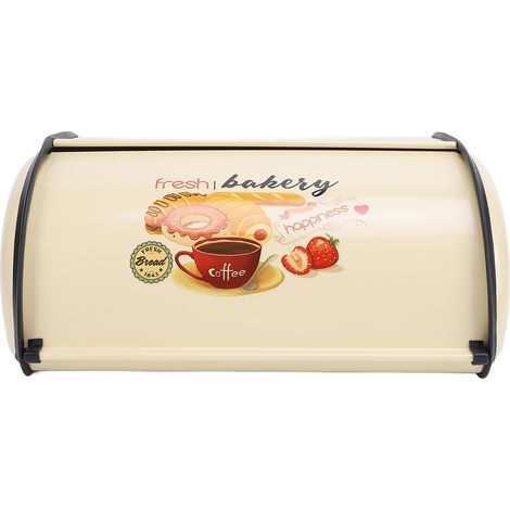 Boîte à pain élégante et raffinée, de type tambour, en métal, pour pain, gâteaux, beignets, biscuits et autres aliments. Couleur champagne, modèle 1. (1/5)
