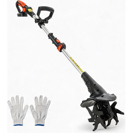 Motoculteur sans fil en ABS noir et rouge avec 4 lames (1/5)