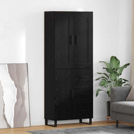 Highboard Schwarz Eichen-Optik 69,5 x 34 x 180 cm Holzwerkstoff