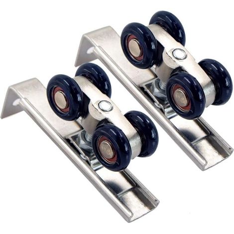 Poulie pour porte coulissante de placard - Quincaillerie pour porte coulissante, profilé coulissant en alliage d'aluminium pour usage intérieur, portes de passage, portes coulissantes en bois et en ve (1/4)