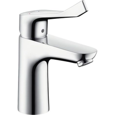 hansgrohe Focus Miscelatore monocomando lavabo 100 con maniglia Comfort extra lunga 12,1 cm e set di scarico a tirante Cromo, 31911000