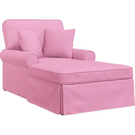 Chaise Lounge with Skirt with Cushion 3 pcs Pink Fabric vidaXL