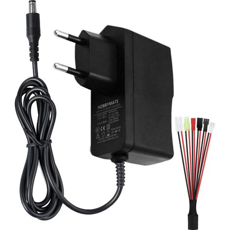Chargeur de Batterie NiMH pour Modèles Réduits RC 2,4V, 3,6V, 4,8V, 6V, 7,2V, 8,4V, 9,6V, 10,8V, 12V avec Connecteurs Standard SM 2P/XH/JST/ Avions, Drones et Airsofts RC et Les Voitures RC (1/5)