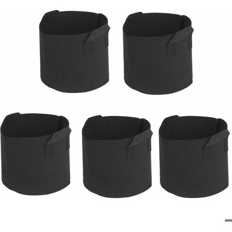 Sacs De Culture - 3 Gallons - Tissu Non Tissé - Pour Jardinage Extérieur Et Intérieur - Lot De 5 (1/4)