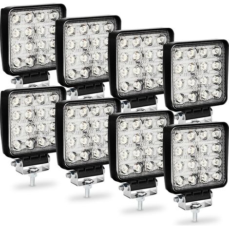 Randaco 8PCS 48W Phare de Travail Carre a Leds DC 12V 24V Quad Camion Bateau Tracteur Offroad Imperméable (1/5)