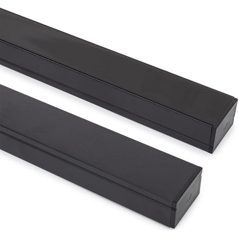 Profilé Aluminium En Saillie pour Rubans LED jusqu'à 22 mm avec Capot Continu Noir 2 m Noir translucide (1/4)