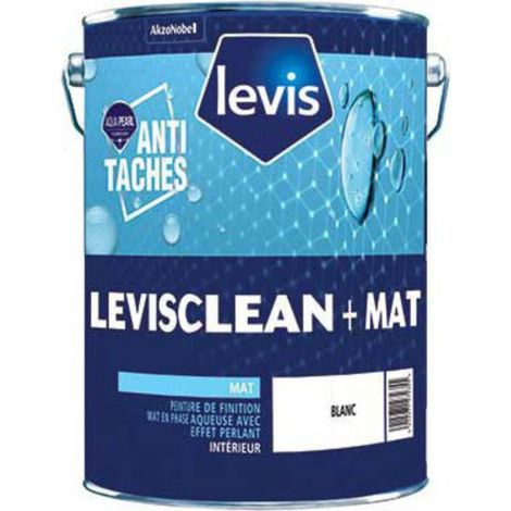 Levis Levisclean+ Mat Peinture Acrylique Effet Perlant Anti Taches - Surfaces Murales - Intérieur Conditionnement: 1L - Couleur: BLANC