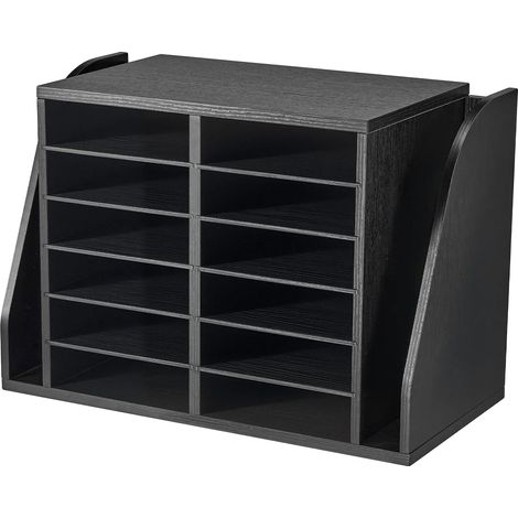 Organizador de libros, 12 compartimentos, construcción de madera, verde militar (1/2)