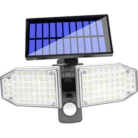 Lampe Solaire Extérieure à Détection Corporelle 100 LED Étanche Double Tête, Applique Murale Solaire pour Jardin et Cour, Éclairage et Sécuritaire, Pack Unique Instantané (1/5)