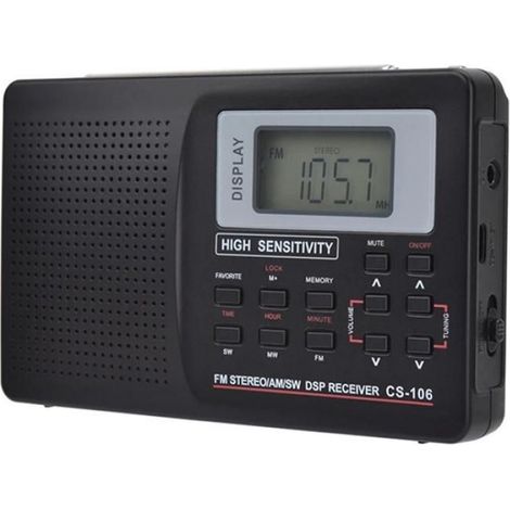Mini Radio FM/AM/SW/LW/TV, Récepteur Pleine Bande, Réveil de Poche Portable, Radio Stéréo avec Écouteurs 3,5 mm (1/5)