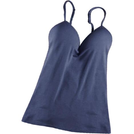 Débardeur Femme Rembourré avec Soutien-Gorge Intégré Camisole à Fines Bretelles Ajustable Camis Tanks Top Basique - Bleu Marin, M (1/5)
