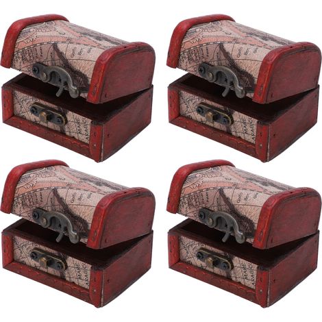 Coffret à bijoux en bois 4 pièces, style vintage, texture veinée, haute résistance, inodore, durable et doté d'une fermeture sécurisée. Petit coffret à bijoux.