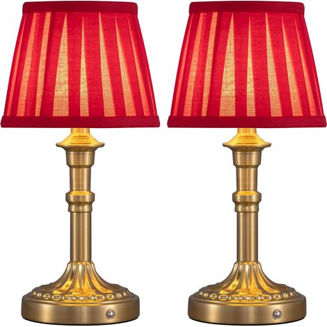 Cordless Table Lamps, Fabric LED Lampshade, Small Table Lamp with Battery, Touch Bedside Lamp with Continuously Dimmable for Living Room, Dining Room (2 Pack) (1/5)