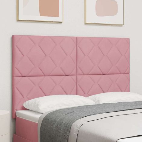 Tête de lit-Panneau de lit Montage mural Géométrique Rose 144 cm Velours 975468 (1/5)
