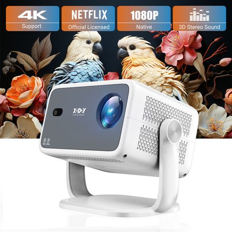 Vidéoprojecteur 4K Netflix certifié – 700 ANSI Lumens – WiFi, Bluetooth, correction automatique – Projection jusqu'à 300 pouces - 1080P