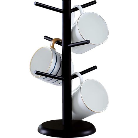 Porte-Gobelet à Café, Support Tasse a Cafe Suspendu pour Comptoir Cuisine, Supports de Tasse à Thé Réutilisable pour Cuisine, Bar(Noir)