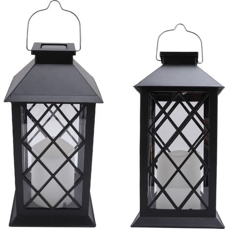 Lanterne solaire suspendue vintage en métal noir avec abat-jour en PVC, pour la décoration de jardin extérieur. (1/5)