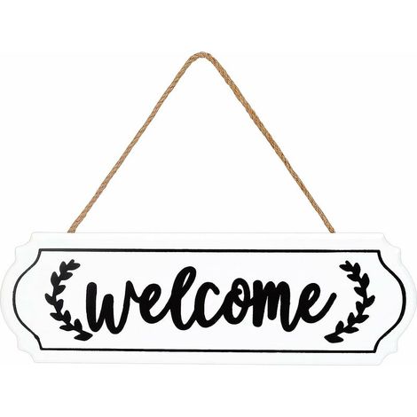 Décoration Murale Maison en Bois - Inscription Bienvenue Entrée Famille - Pendaison de Crémaillère Salon - 29,5 x 9,5 cm Couleur Blanc - Décoration Pastorale d'Accueil (1/5)